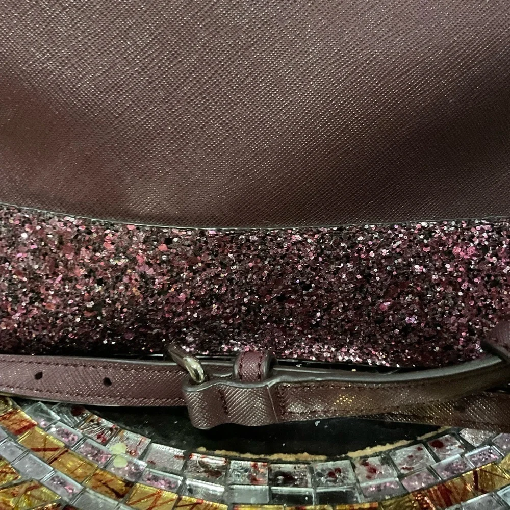 Kate Spade Burgundy Glitter Crossbody Hand Bag